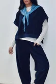 Terry B Hi Lo Tank Navy